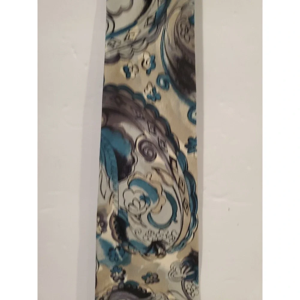 Danielli Milano Silk Necktie - Made in Italy - Blue Gray Paisley Abstract